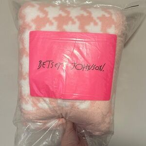 Betsey Johnson Pink and White Plush Blanket